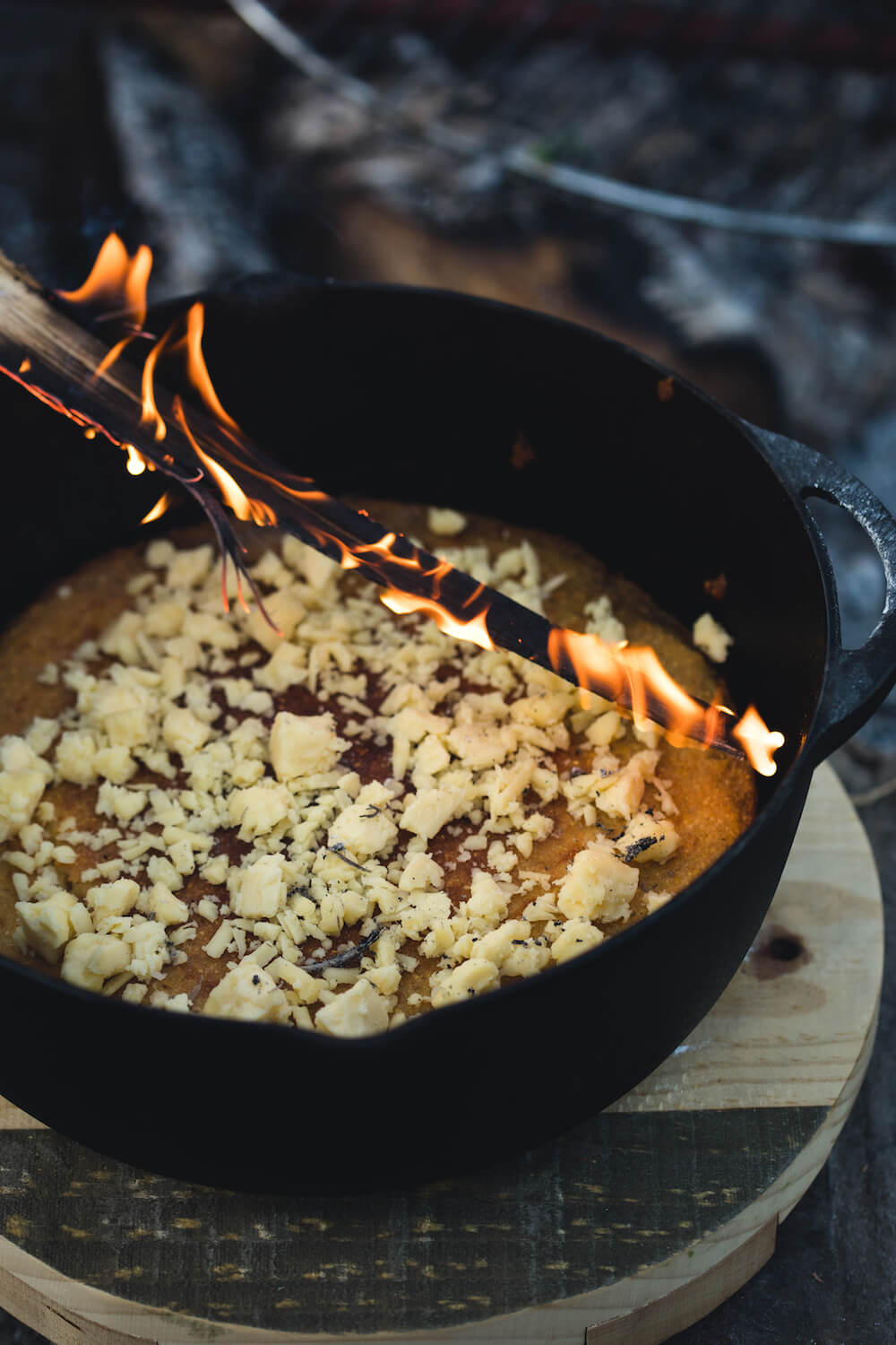 alt="Crock-perfected gluten-free cheddar cornbread with cranberry-orange and maple jam by Emma Frisch using Barebones Living cast iron crock pot"