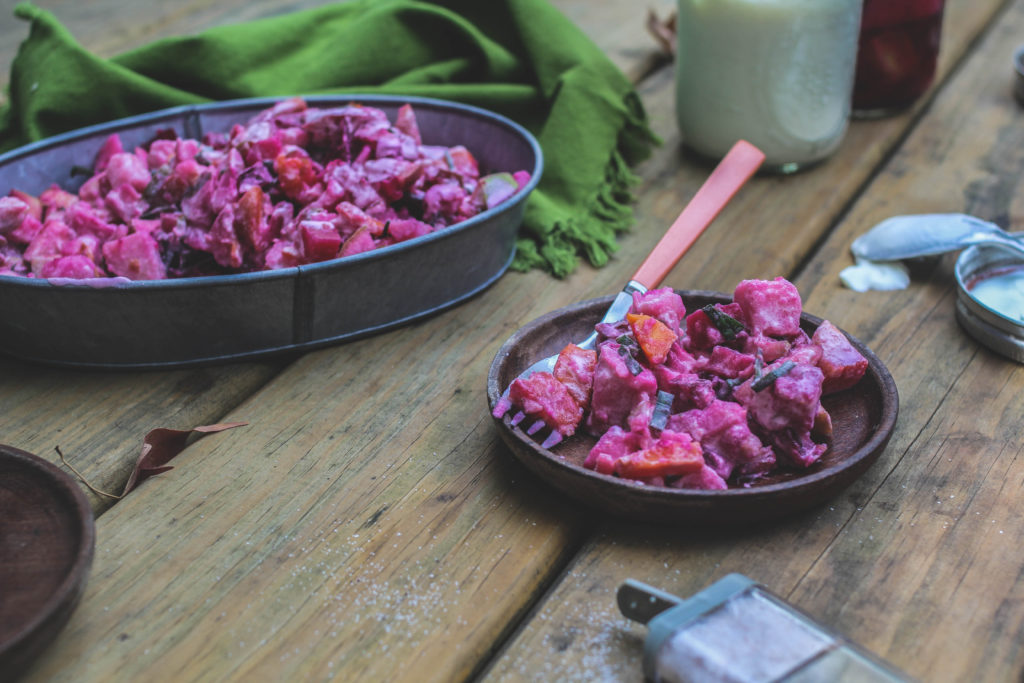 Emma Frisch Finnish Potato Salad with Apples and Beets adapted from Fire and Ice Classic Nordic Cooking