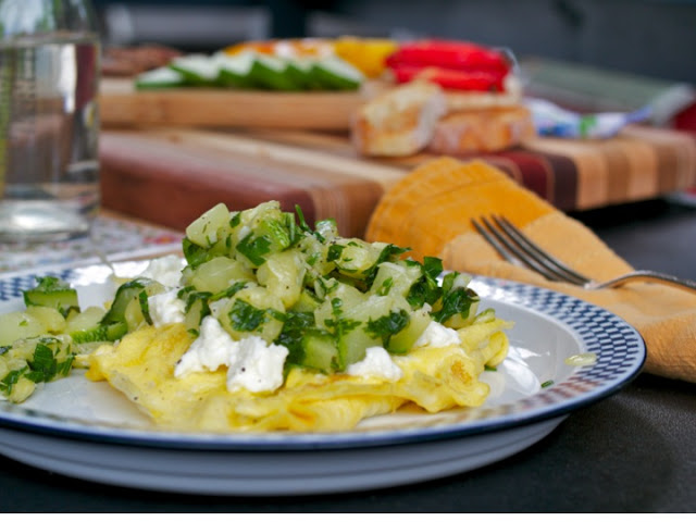 Emma Frisch Omelette stuffed with Goat Cheese, Summer Squash and Parsley Recipe